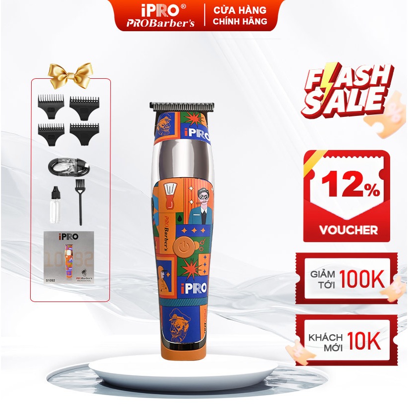 [iPRO Official] Tông Đơ Cắt Tóc Sắc Bén IPRO PROBarber's S1092 Pin Dung Lượng Lớn, Cổng Sạc USB