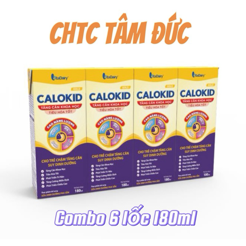 Combo 6 lốc Sữa pha sẵn CaloKid Gold VitaDairy 180ml - Tăng cân khoa học