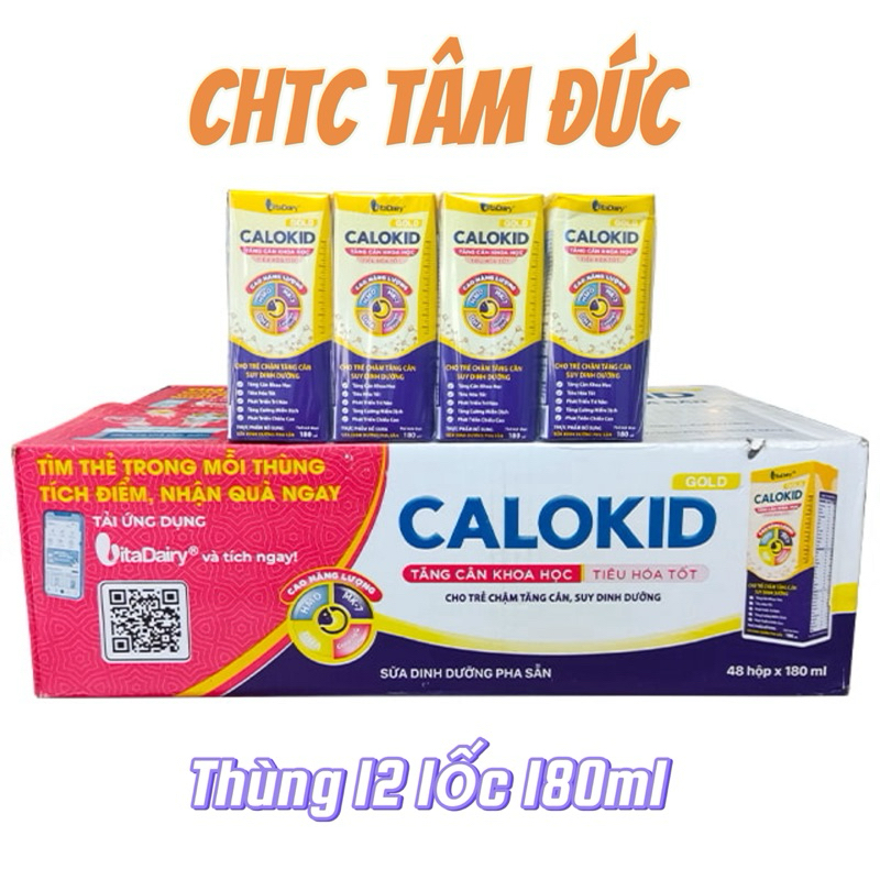 Thùng Sữa pha sẵn Calokid Gold Vitadairy 48 hộp 180ml cho trẻ 1-10 tuổi
