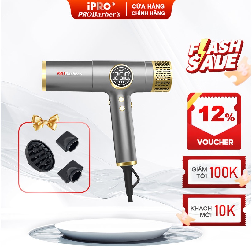 [iPRO Official] Máy Sấy Tóc Siêu Nhẹ Công Suất Lớn 2100W IPRO PROBarber's P3 Chuẩn Salon & Tại Nhà