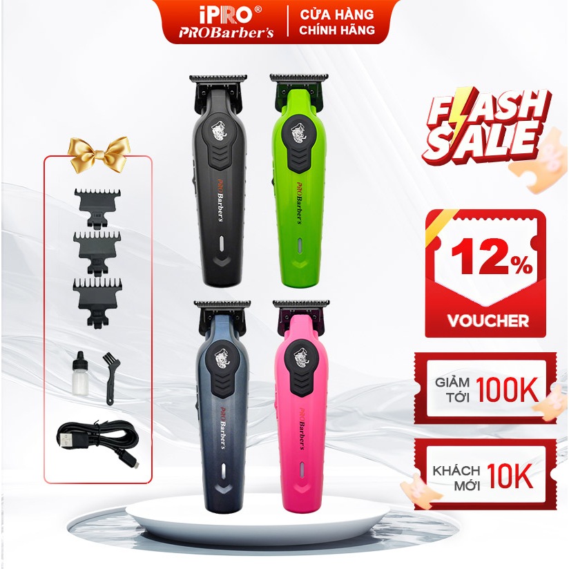 [iPRO Official] Tông Đơ Cắt Tóc Không Dây Hợp Kim Nhôm IPRO PROBarber's S1088 Pin Lâu Chuyên Nghiệp