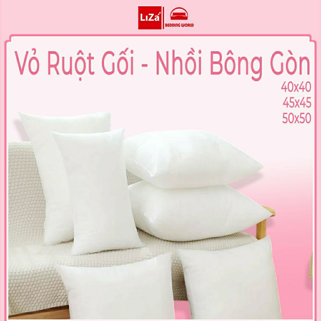 Vỏ Ruột Gối Vuông Trắng 45x45, 50x50 Nhồi Bông Gòn Khóa Kéo Chống Mốc Bền Đẹp Vượt Trội