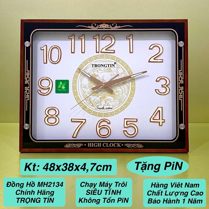 Đồng Hồ Treo Tường HM2134 Chính Hãng TRỌNG TÍN. Khung Đồng Hồ Bằng Gỗ Tự Nhiên. Hàng Việt Nam Chất L