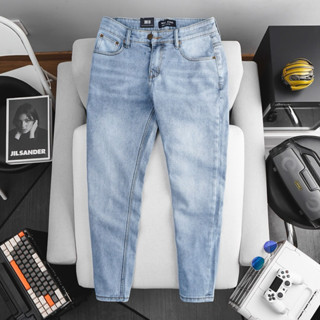 Quần jean nam cao cấp ống đứng co giãn màu xanh đậm chất jean dày mịn hàng xuất xịn