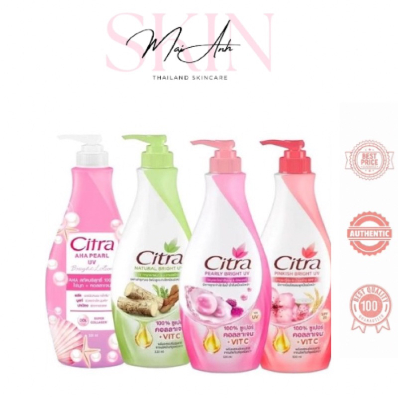 [Chính Hãng] Sữa Dưỡng Thể Lotion Citra 320ml Thái Lan Hỗ Trợ Dưỡng Ẩm Trắng Da Mờ Thâm