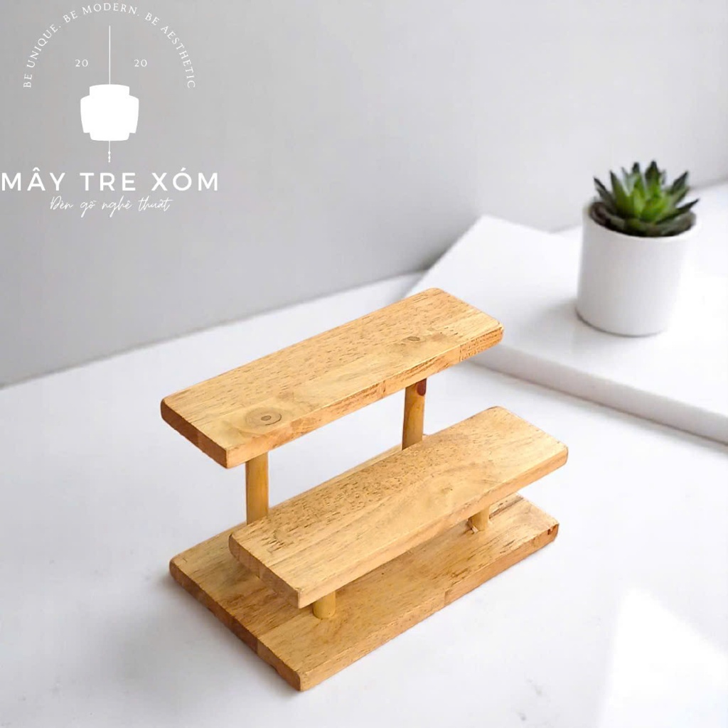Kệ gỗ 2 tầng, kệ mini 2 tầng trang trí decor để bàn