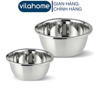  Thau Inox 28cm Vilahome Chậu Sâu Lòng Viền Bo Tròn Dùng Trộn Bột Đựng Rửa Rau Củ Quả 