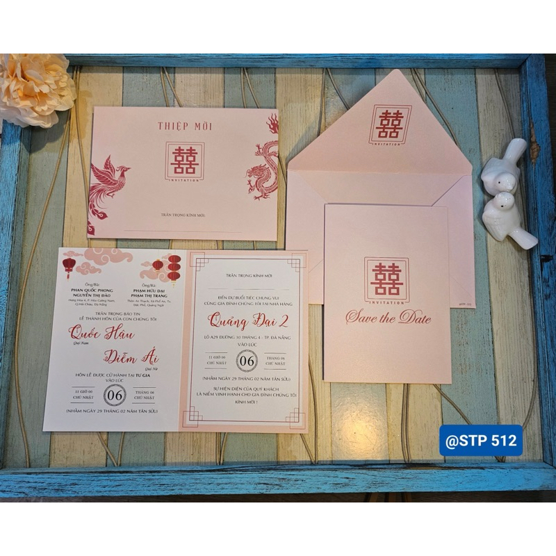 Thiệp cưới long phụng, thiệp cưới hoa, chữ hỷ, nhận in số lượng từ 50 thiệp
