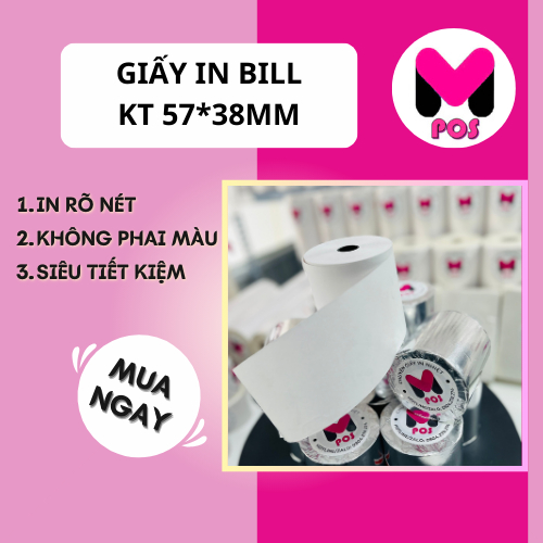 Giấy In Bill K57x45mm / K57x38mm | Giấy In Nhiệt Hóa Đơn Mini Không Mực | In Nét, Không Bụi, Bảo Vệ 