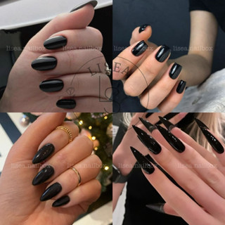  Nail box thiết kế BLACK ĐEN TRƠN by LISEA - kèm keo dũa Móng tay giả Móng úp Nailbox xinh trend basic sang đơn giản 