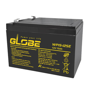 Ắc Quy Kín Khí (VRLA AGM) GLOBE 12V-15AH (20HR), WP15-12SE, F2 - Hàng Chính Hãng