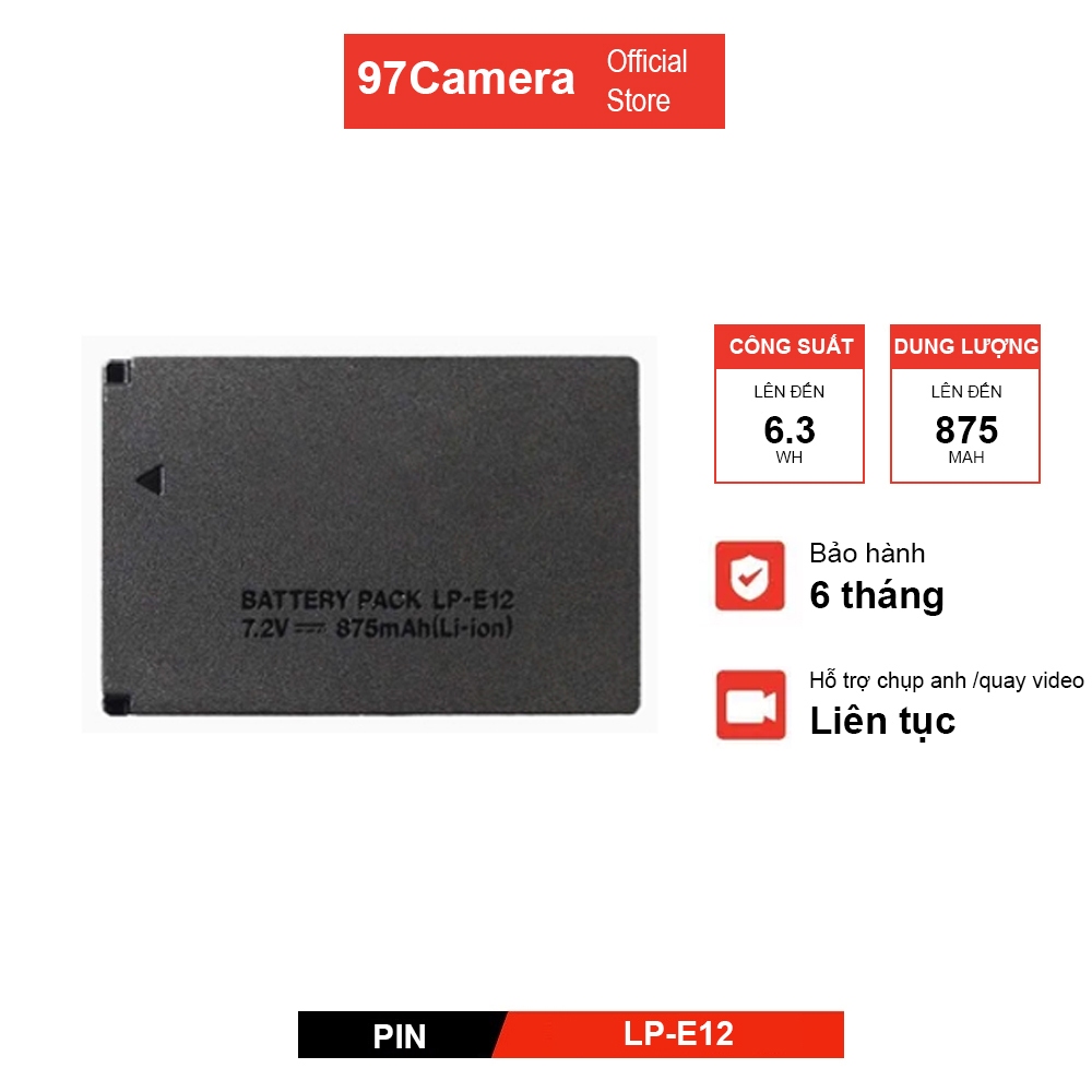 [ BH 3 tháng ] Pin LPE12 cho Canon EOS M, EOS M2, EOS M10, EOS M50, EOS M100, EOS M200,..