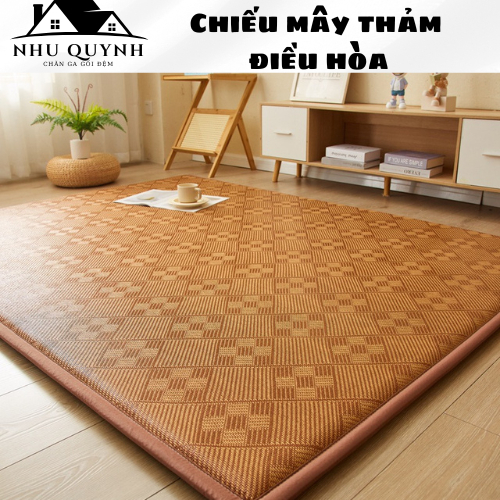 Nệm Chiếu Mây Điều Hòa dạng thảm xuất Nhật mát mẻ, chống trượt, êm mềm, gọn nhẹ kích thước 1m2,1m4,1