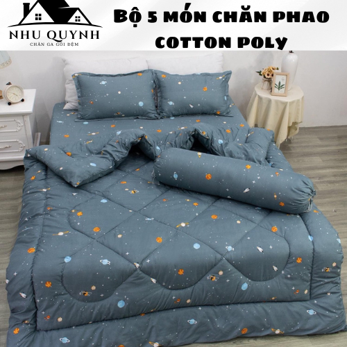 Set phao 5 món bao gồm( 1 chăn phao+1 ga trải giường+2 vỏ gối đầu+1 vỏ ôm) đủ size m6 m8 2m2