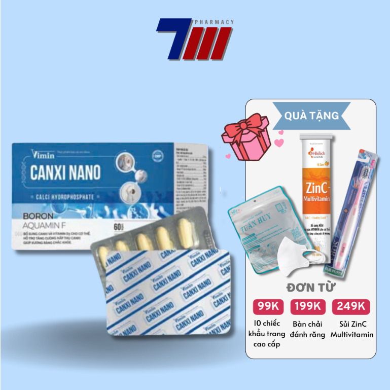 Viên Uống Bổ Sung Canxi và Vitamin D3 Canxi Nano (Hộp 6 vỉ x 10 viên)