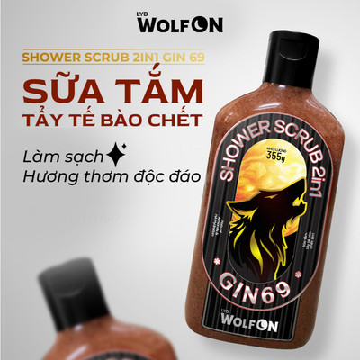 Sữa Tắm Nam Giới 2IN1 Tẩy Tế Bào Chết Wolf ON Gin 69 Sạch Sâu, Mịn Da, Giảm Mụn 50ml, 300ml