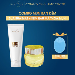 [Combo Mụn Ban Đêm] Kem Rau Má Thoa Mụn CENTELLA CREAM, Sữa Rửa Mặt ROSE FACE WASH Kềm - Hỗ Trợ  Chăm Sóc Da Mụn