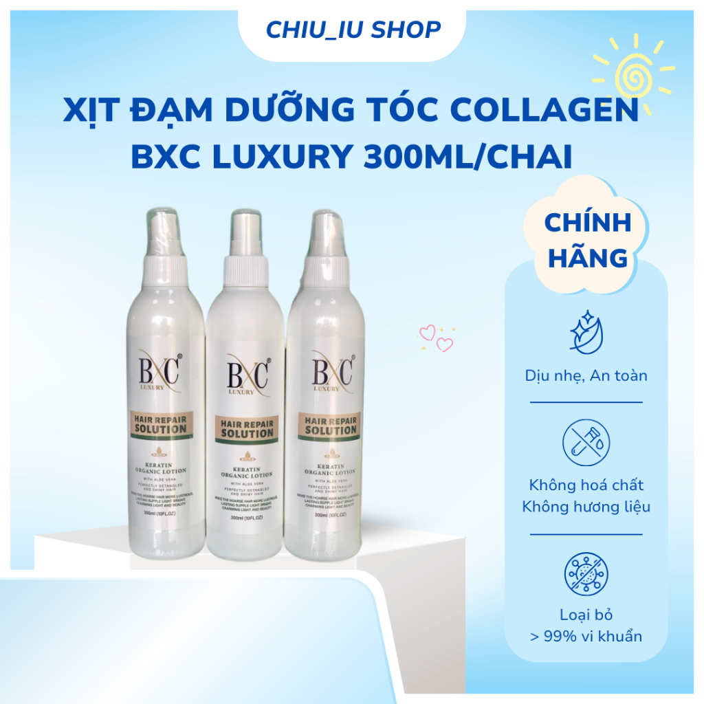 XỊT ĐẠM DƯỠNG TÓC COLLAGEN BXC LUXURY 300ML/CHAI