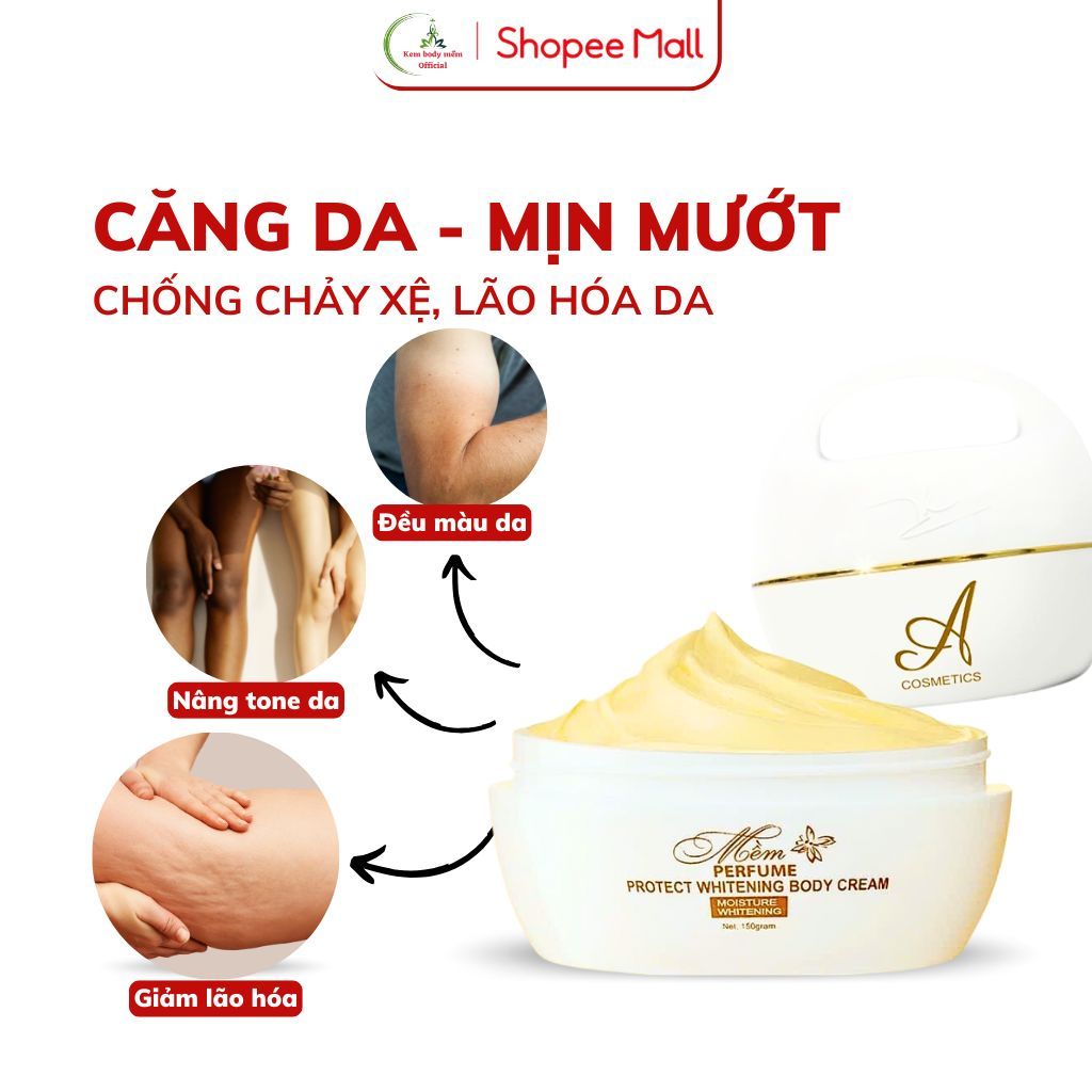 Kem dưỡng trắng da body Mềm acosmetics, dưỡng trắng body, hương nước hoa 150g | BigBuy360 - bigbuy360.vn