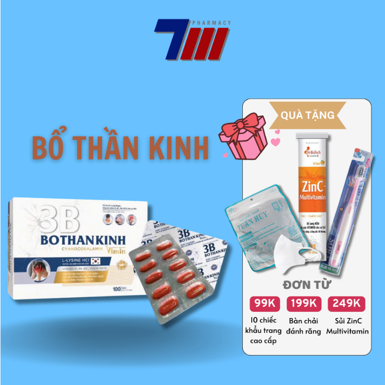 Viên Uống Bổ Sung Magie, Vitamin Nhóm B 3B Bổ Thần Kinh Vimin (Hộp 10 vỉ x 10 viên)