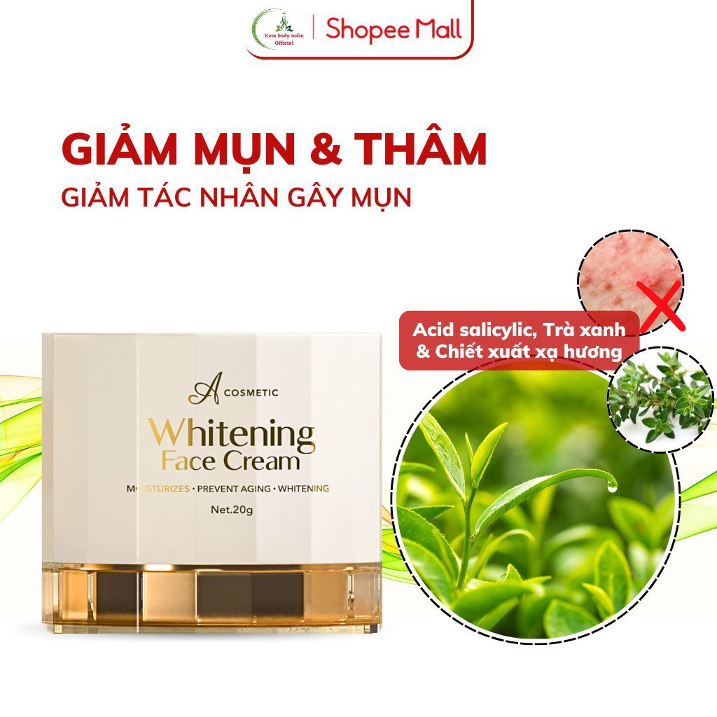 Kem Face Pháp A Cosmetics 20g - Dưỡng Trắng Da Mặt, Giảm Mụn, Làm Mờ Thâm, Da Mịn Màng | BigBuy360 - bigbuy360.vn