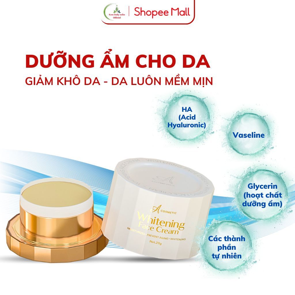 Kem Face Pháp A Cosmetics 20g - Dưỡng Trắng Da Mặt, Giảm Mụn, Làm Mờ Thâm, Da Mịn Màng | BigBuy360 - bigbuy360.vn