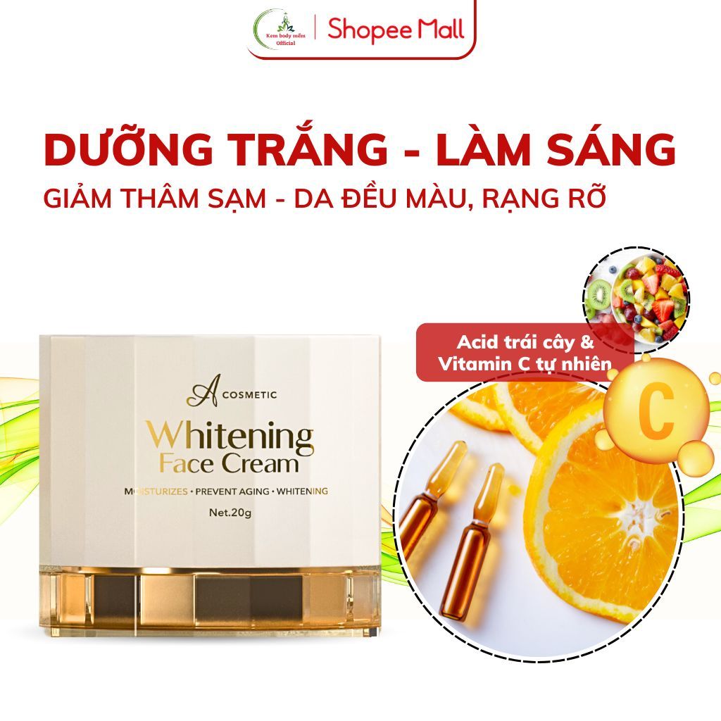 Kem Face Pháp A Cosmetics 20g - Dưỡng Trắng Da Mặt, Giảm Mụn, Làm Mờ Thâm, Da Mịn Màng | BigBuy360 - bigbuy360.vn
