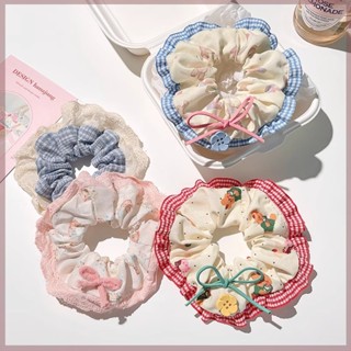 Dây Buộc Tóc Scrunchies xinh xắn nơ phồng to hoa ren phong cách Hàn Quốc
