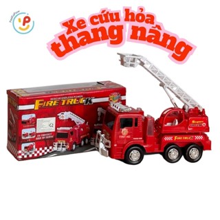  Xe cứu hoả xe cứu hộ xe thang nâng chạy pin 25cm màu đỏ 175-B2 PeeKaPaw Toys 