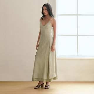  Váy Hai Dây Dáng Suông Nữ Mây Dress Chất Cotton Mềm Trang Trí Hạt Gỗ - oula studios 