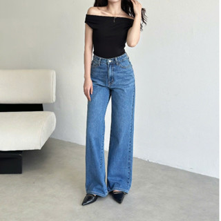 Quần Jean Nữ REDE BL-02B1 Ống Rộng Cạp Trễ Dài Trên 100cm, Màu Xanh Wash Hiện Đại