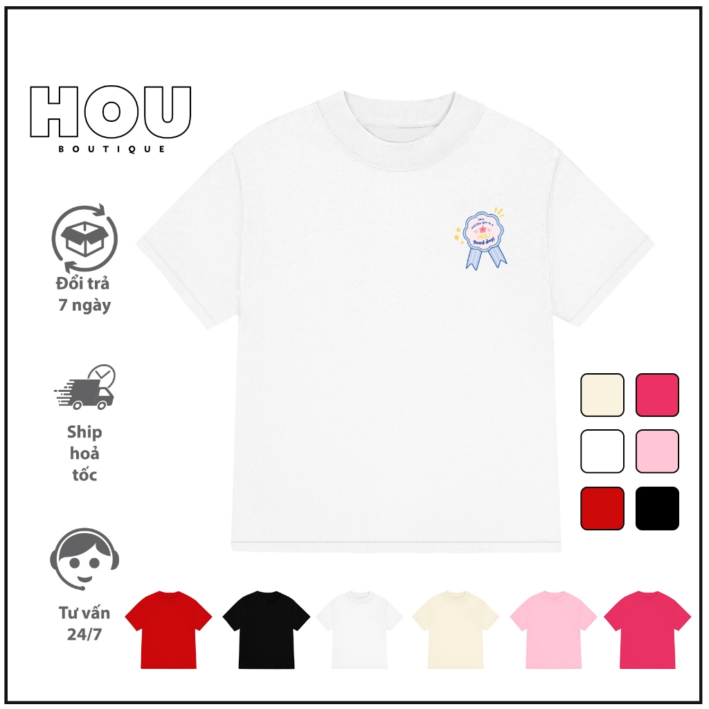 Áo thun nữ Babytee Logo kig Hou Boutique Basic 100% Cotton 250gsm Cổ Tròn Women Top AT57