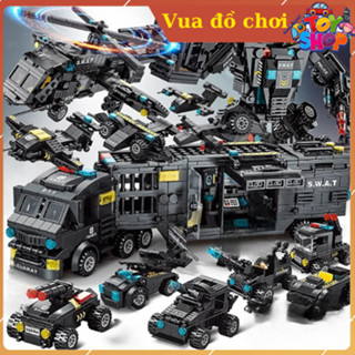 [1000+ PCS] Bộ Đồ Chơi Lắp Ghép 35 Mô hình Xe Oto Swat Cảnh Sát, Xe Chỉ Huy Lắp Ráp Robot Trực Thăng