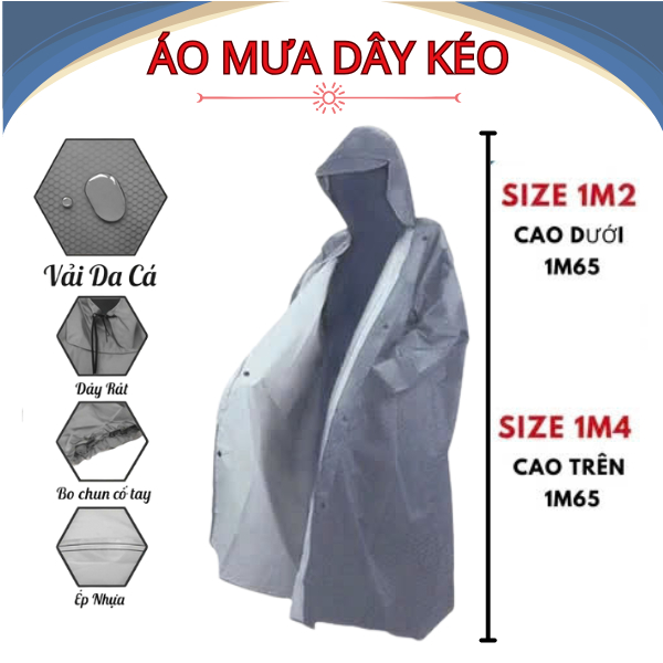 Áo Mưa Dây Kéo Vải Dù Da Cá Tổ Ong Cao Cấp ( Giá Sỉ, Giao Hỏa Tốc, Nhiều Màu Lựa chọn) - Hàng Xưởng Việt Nam Xuất Khẩu