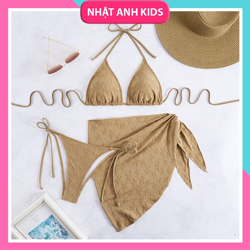 Set Bikini Đi Biển 2 Mảnh Kèm Khăn Quấn Sang Trọng – Họa Tiết Hoa Nổi, Hàng Quảng Châu Cao Cấp | BigBuy360 - bigbuy360.vn