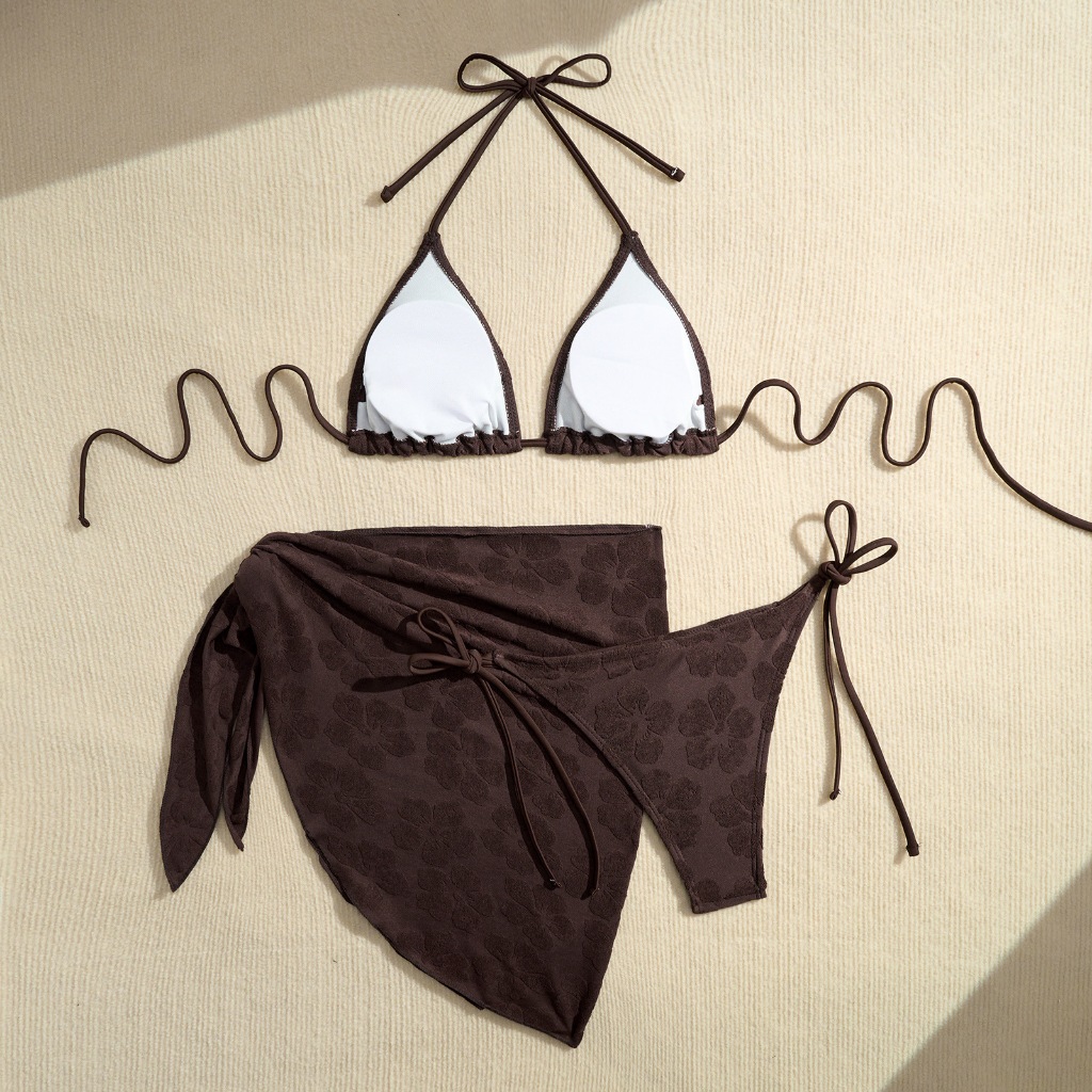Set Bikini Đi Biển 2 Mảnh Kèm Khăn Quấn Sang Trọng – Họa Tiết Hoa Nổi, Hàng Quảng Châu Cao Cấp | BigBuy360 - bigbuy360.vn