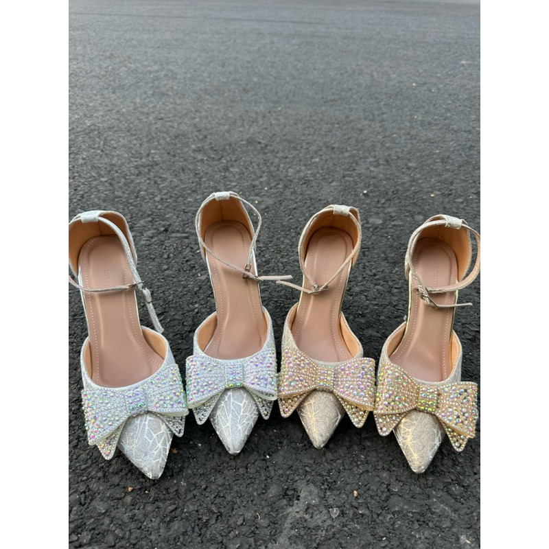 giày cao gót mũi nhọn nơ xoàn mơi xinh giày gót nhọn cao 9 phân giày nữ Hnstore2000