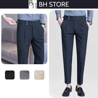 Quần Âu Nam Cạp Cao BH STORE Sidetab 2 Khuy Form Suông Baggy ,Quần Tây Nam Lưng Cao Công Sở Vải Mềm Mịn Sang Trọng BHQCC