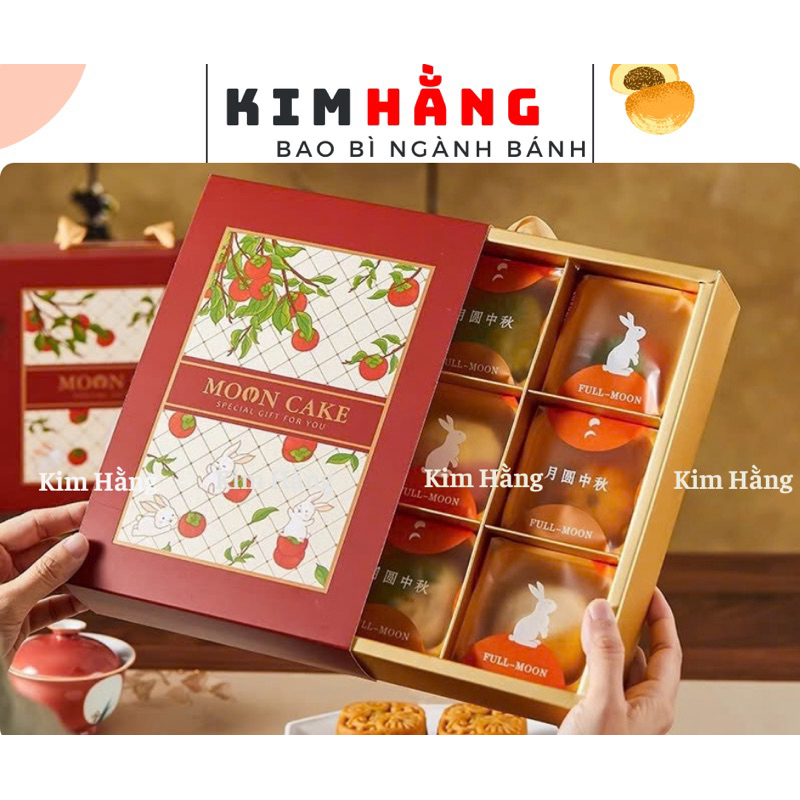 10 Hộp Hồng Phúc 6 bánh, hộp đựng bánh trung thu mini , hộp đựng 6 bánh mini 50gr - 75gr. Mẫu mới 20