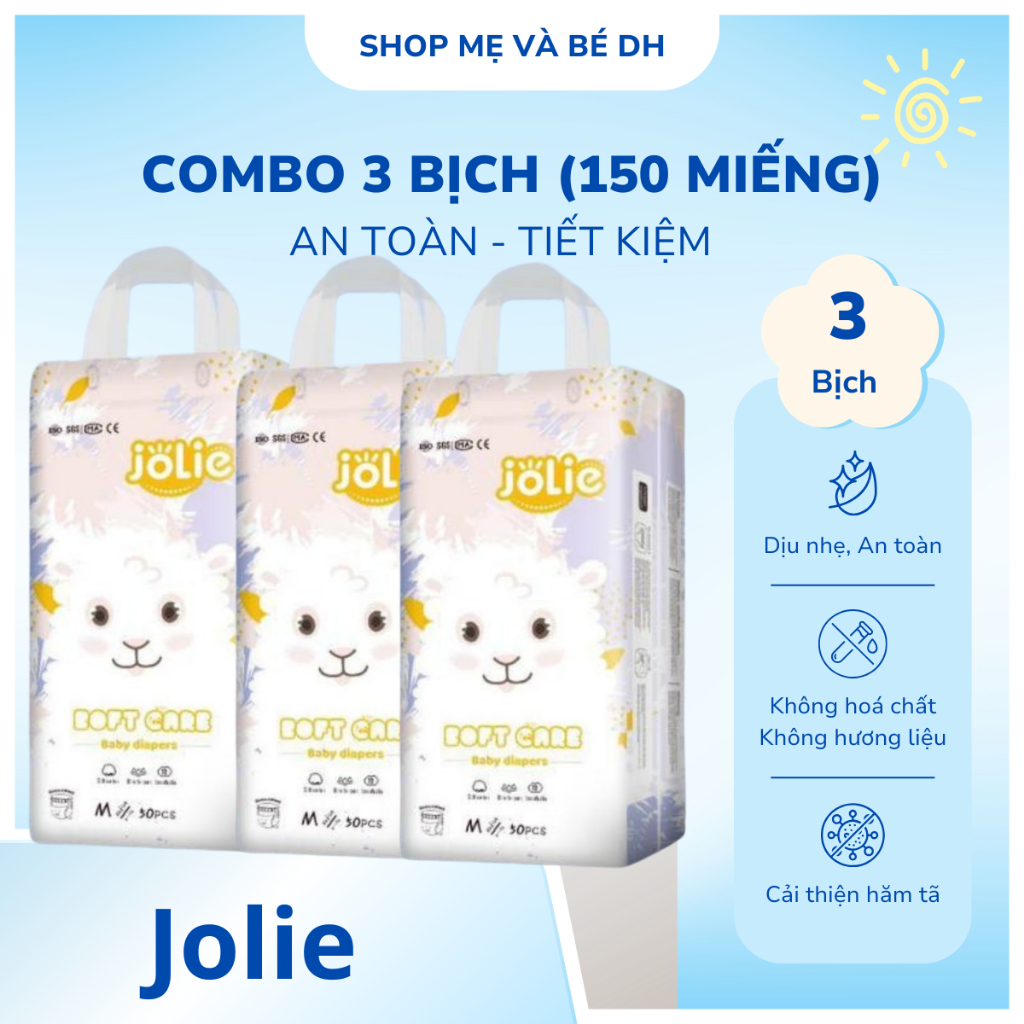 Combo 3 bịch bỉm quần Jolie chính hãng giá rẻ, mềm mỏng thấm hút tốt, đủ size M đến 4XL