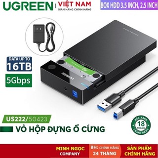 HDD Box Hộp đọc ổ cứng 3,5/2.5 inch, Sata I/II/III USB 3.0 hỗ trợ 16TB/5Gbps chính hãng Ugreen 50423 Cao Cấp