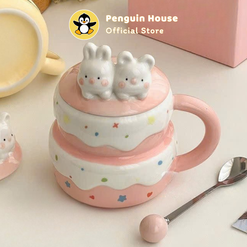 [Penguin] Cốc sứ Bánh Kem, Ly sứ quà tặng ý nghĩa dành cho người yêu, quà tặng dành cho nữ
