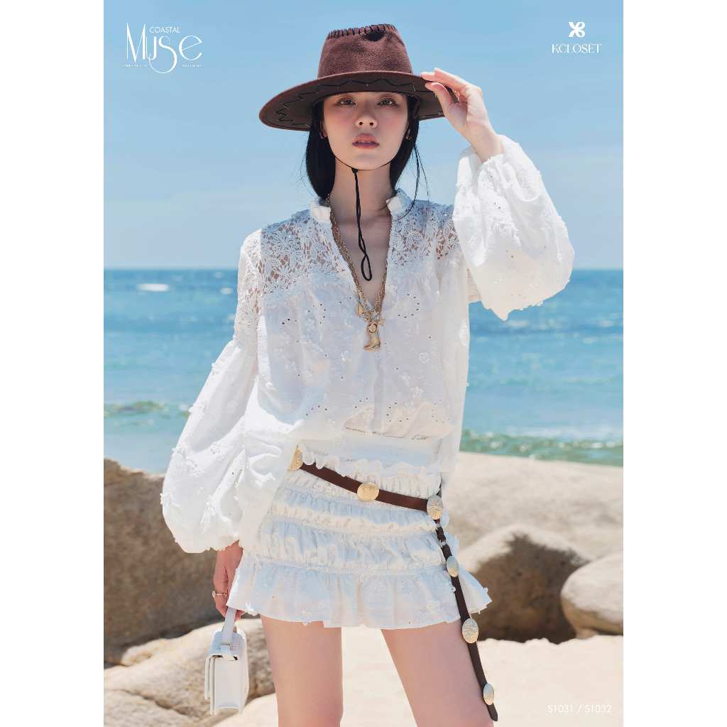 Set sơ mi tay dài phối ren và chân váy ngắn, MIRAGE GLOW SET thời trang thiết kế  K Closet S1031S103
