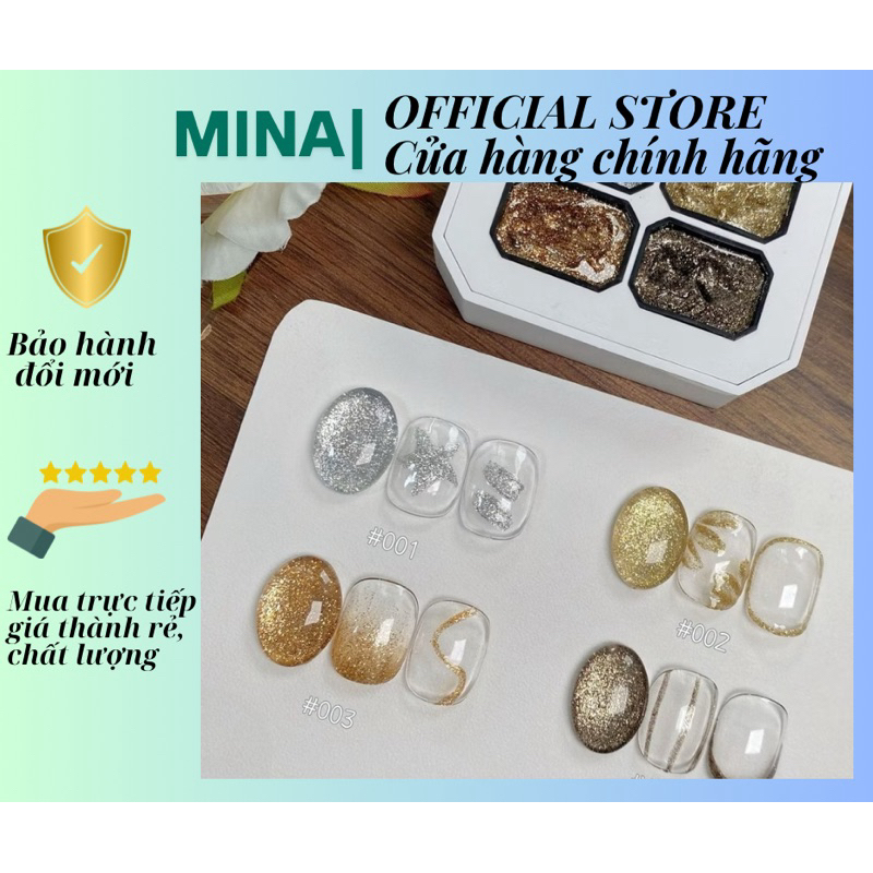 Sét nhũ kim tuyến, Nhũ viền Huaxi siêu sáng, nhũ kim tuyến, nhũ nail - Mina nail
