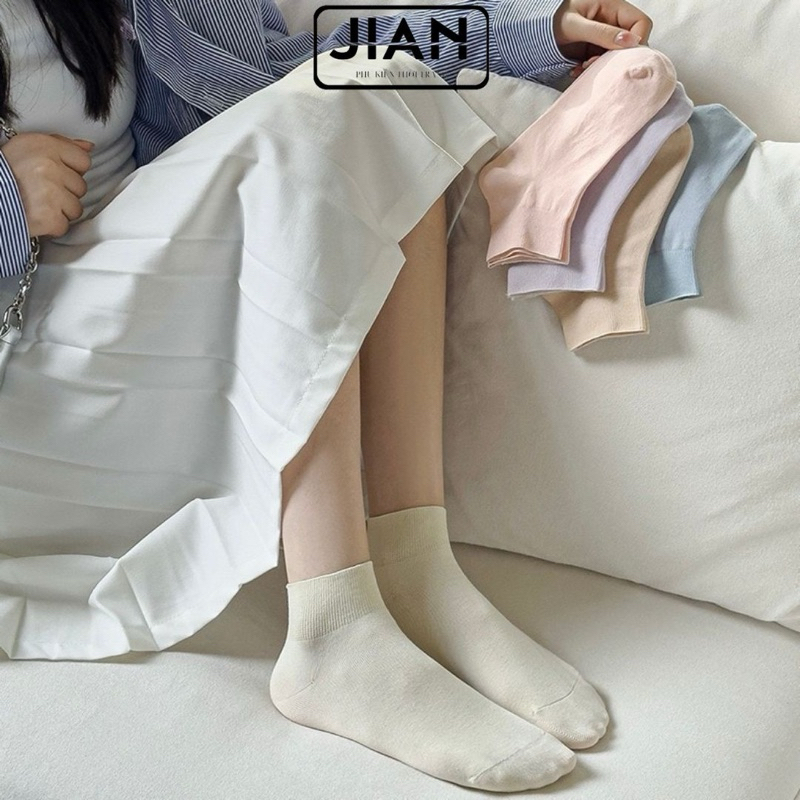 Tất vớ nữ chất liệu cotton mềm mại thoáng khí co giãn thời trang đơn giản sang trọng JIAN
