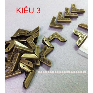 [NHIỀU KIỂU] (Gói 4cái/ 8cái) Bọc góc cho bìa scrapbook, album, sổ handmade - MÀU GIẢ CỔ