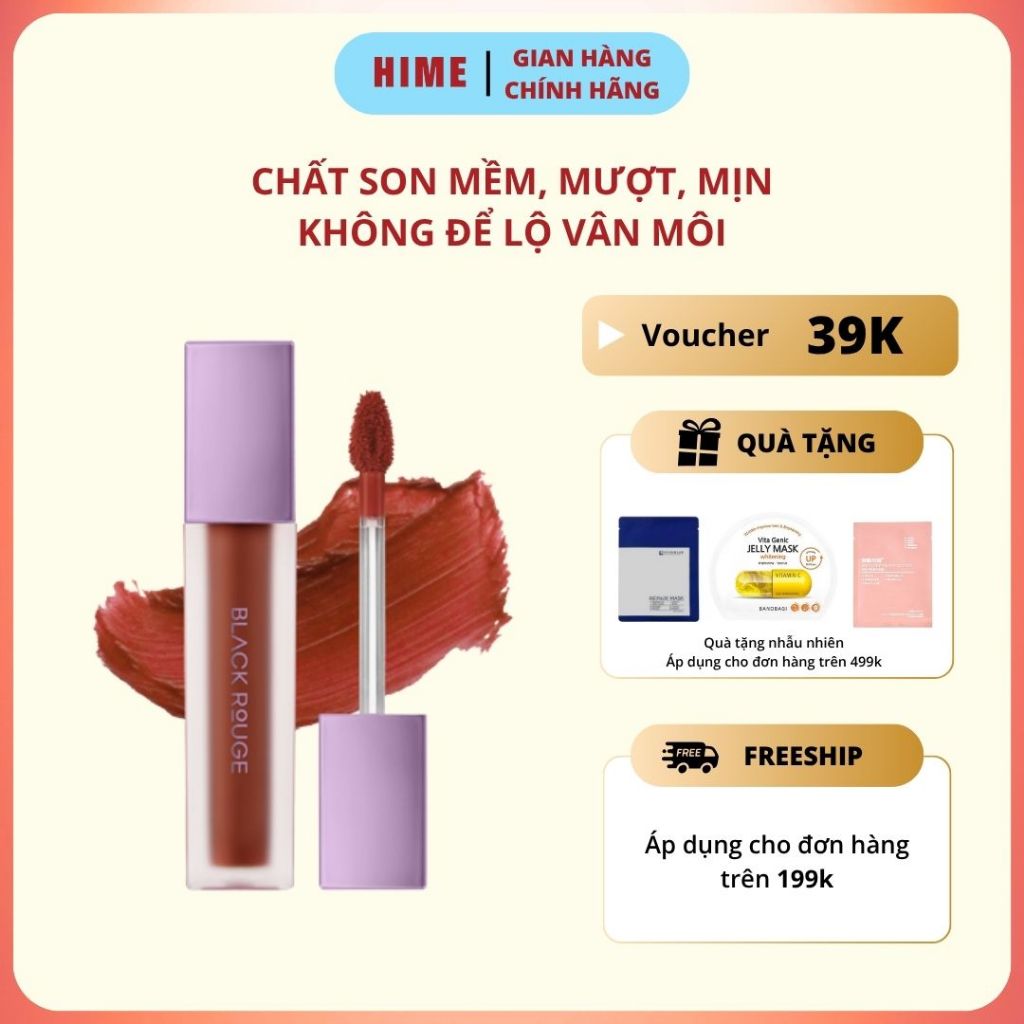 Son Kem Black Rouge Air Fit Velvet Tint Ver 2 Màu 12 Nắp Tím Chất Son Mềm,Mịn Và Không Lộ Vân Môi