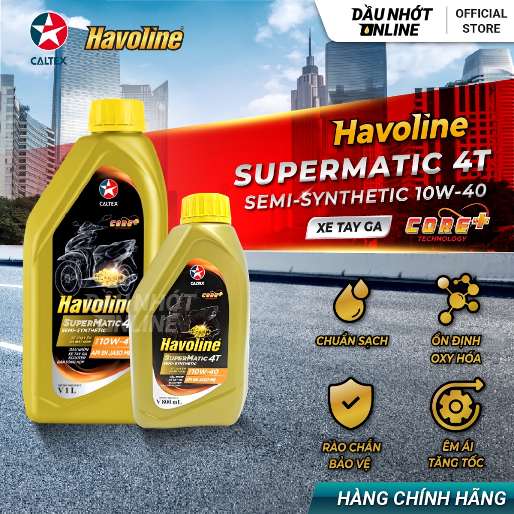 Dầu nhớt xe tay ga - Caltex Havoline SuperMatic 4T Semi-Synthetic 10W-40