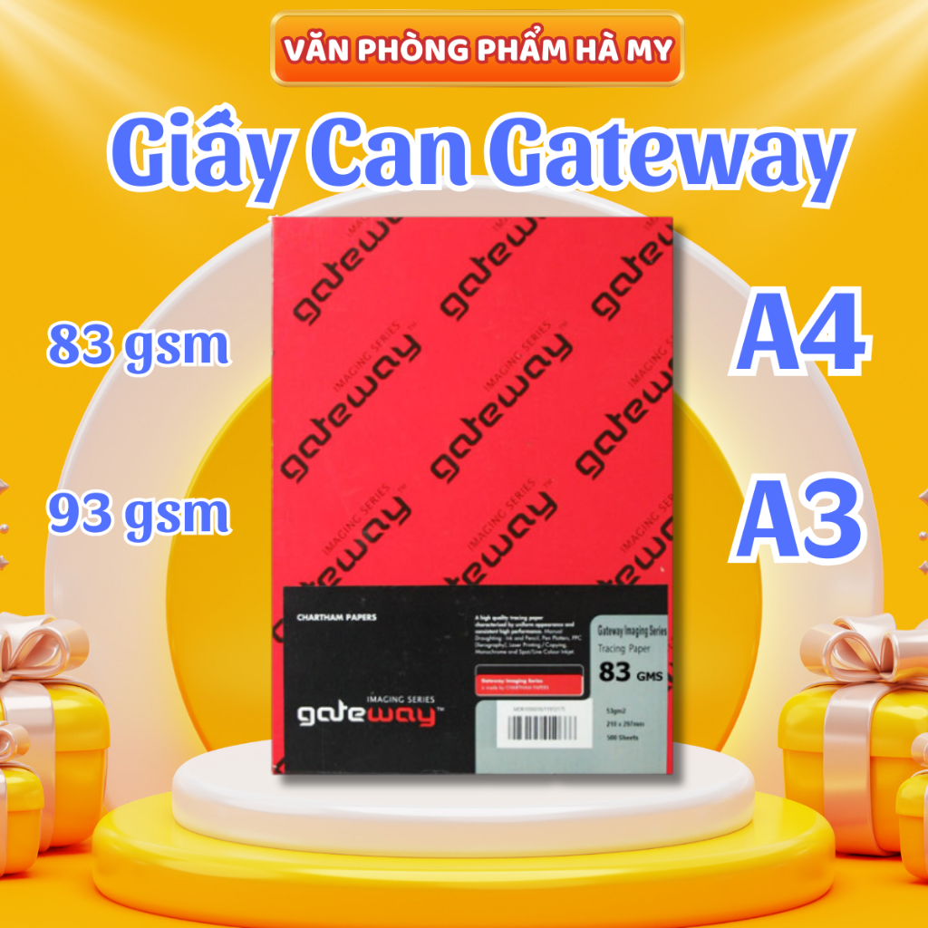 (Hộp 250 Tờ) Giấy Can Gateway A4/A3 ĐL 83Gsm/93Gsm