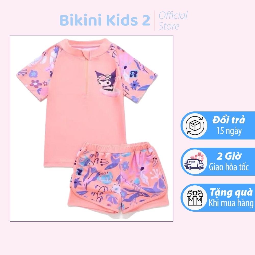 Bikini Kids (12-45kg) Bk25. Bộ đồ bơi in hình Kuromi dễ thương dành cho bé gái từ 12-45kg